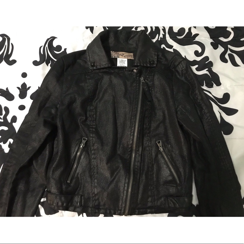 Zip Up Black Moto Jacket